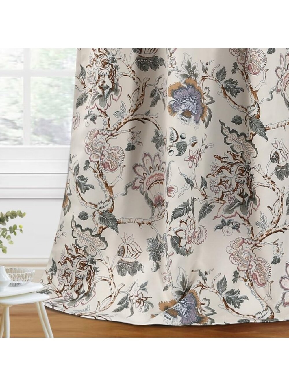 Floral Print Blackout Curtains 84" - Thermal Insulated Grommet Drapes for Living